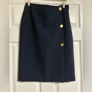 Ann Taylor Factory Dark Blue Skirt with Gold Buttons